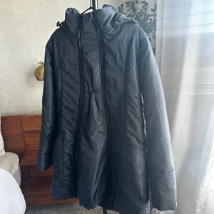 Modern Eternity Black Hooded Puffer Coat Maternity 3 in 1 | S